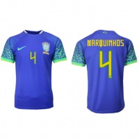 Camiseta Brasil Marquinhos #4 Segunda Equipación Replica Mundial 2022 mangas cortas